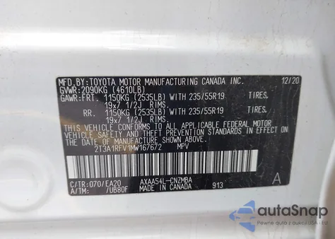 2021 Toyota Rav4 Xle Premium from USA, damaged, VIN 2T3A1RFV1MW167672
